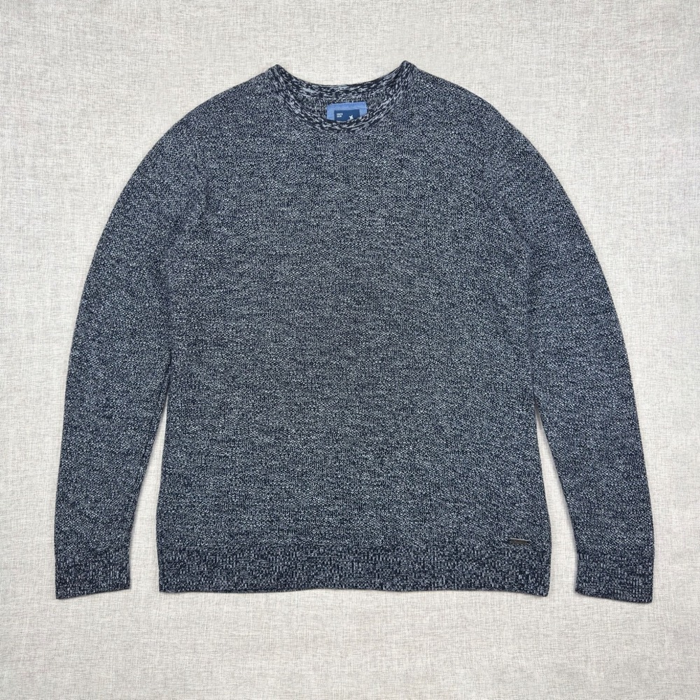 Kangol Mens XL Marled Knit Crewneck Sweater‎ Gray Black Cotton Logo